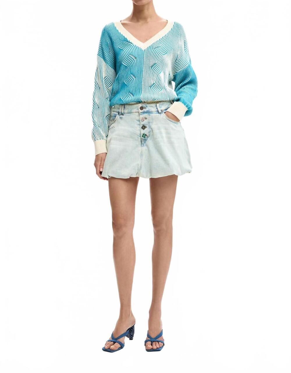 NEW DESIGUAL short denim mini skirt in blue